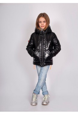 Happy Family черная демисезонная куртка для девочки Монклер